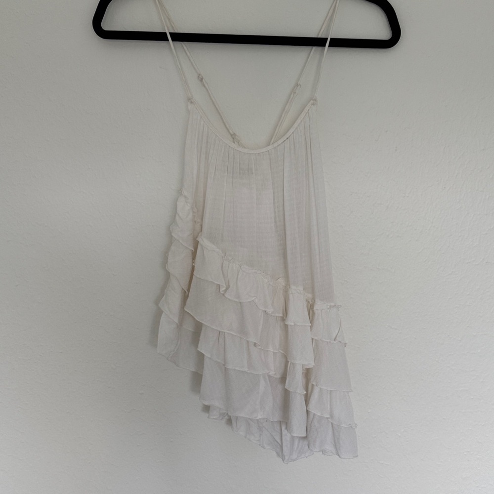 Free People Ivory Ruffled Camisole